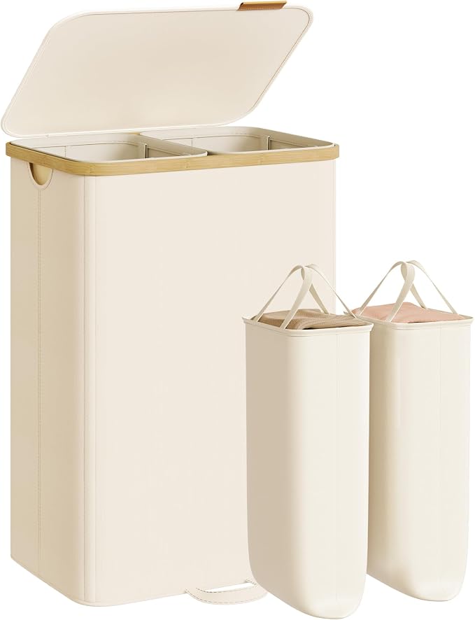 SONGMICS Laundry Hamper with Lid, 150L Laundry Basket，2 Compartments by SONGMICSbySONGMICSHOME