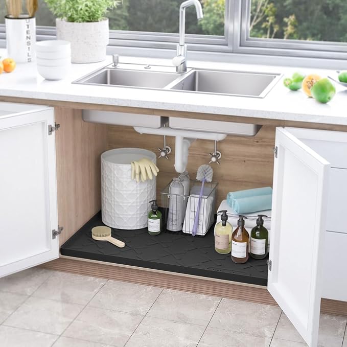 SIKADEER Waterproof Under Sink Mat 31" x 19" Silicone Mat Cabinet Protector - Image 2