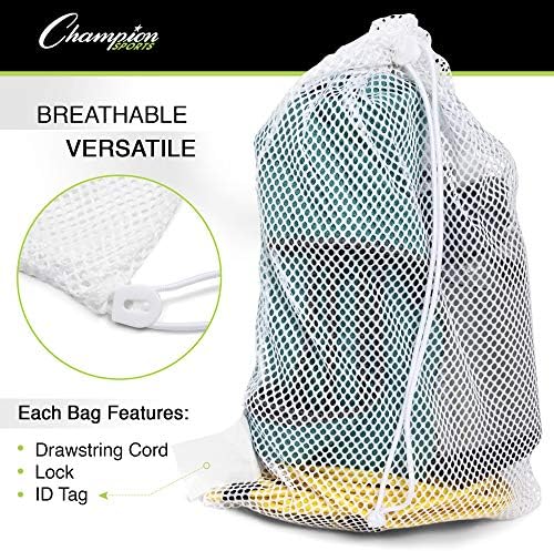 Champion Sports Mesh Equipment Bag – Heavy-Duty Nylon Drawstring Bag with Lock & ID Tag, Breathable Storage Sack for Balls, Swim Gear, Laundry & Toys, Multiple Sizes & Colors - Image 3