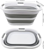 SAMMART 40L (10.5 gallons) Collapsible Plastic Laundry Washing Tub - Foldable Pop Up Laundry Basket/Hamper - Portable Washing Tub - Pop Up Saving (White/Grey) - Image 4