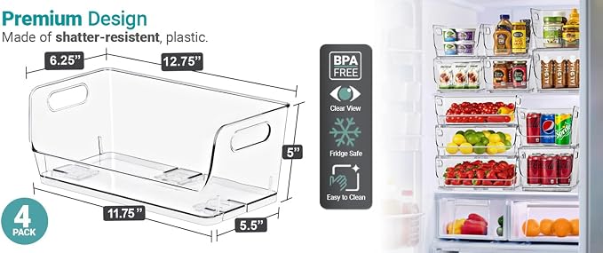 Sorbus Clear Pantry Organizer with Stackable Storage Bins, Open Front - Image 8