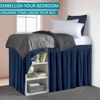 Dorm Bed Skirt, Twin XL, 46" Drop, Navy Blue - Image 3