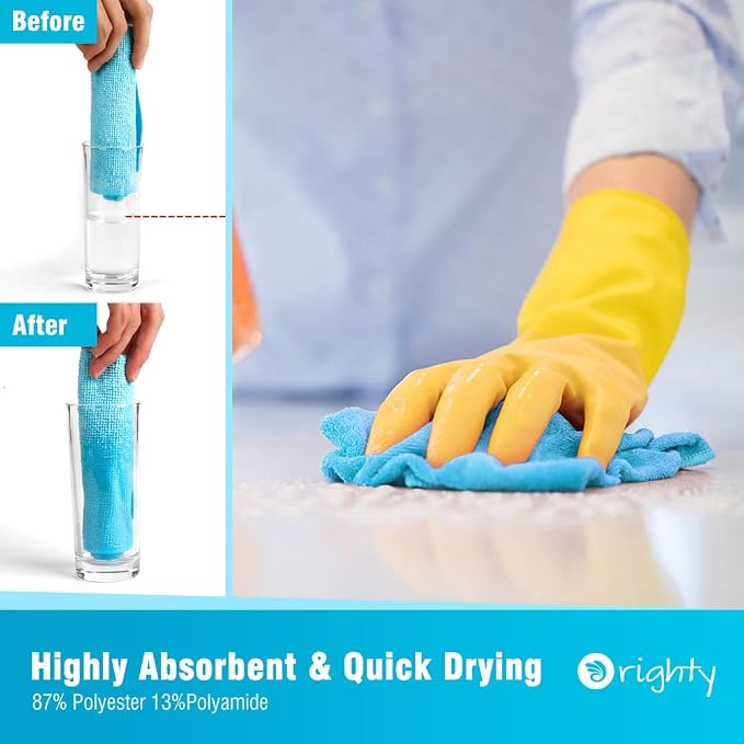 Orighty Microfiber Cleaning Cloth - 24 Pack, Blue Cleaning Rags 12x11 inch - Image 3