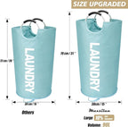 Maxsilan 90L Large Laundry Basket Bag, Collapsible Tall Hamper, Light Blue - Image 3
