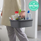 Cleaning Caddy Organizer with Handle, Gray Plastic Bucket for Cleaning Supplies Products, Cleaning Tool Storage Tote, 2 Pack - Image 2