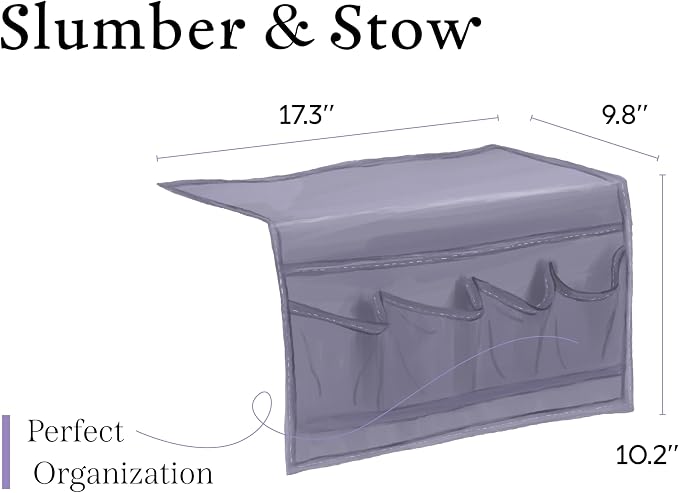 Houseify Slumber & Stow Hanging Bedside Caddy Organizer, 5 Pockets - Image 3