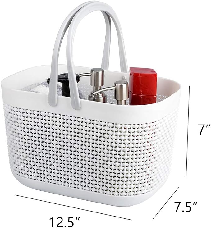 Plastic Portable Shower Caddy Basket, Storage Organizer, White, 3Pack - Image 4