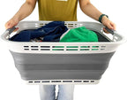 SAMMART 42L (11 Gallons) Collapsible Plastic Laundry Basket - Foldable Pop Up Storage Container/Organizer - Portable Washing Tub - Space Saving Hamper/Basket [BPA Free] (Grey/Steel Grey) - Image 5