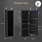 DUMOS 6 LEDs Mirror Jewelry Organizer Cabinet, Jewelry Armoire, 47.2 Inch - Image 2