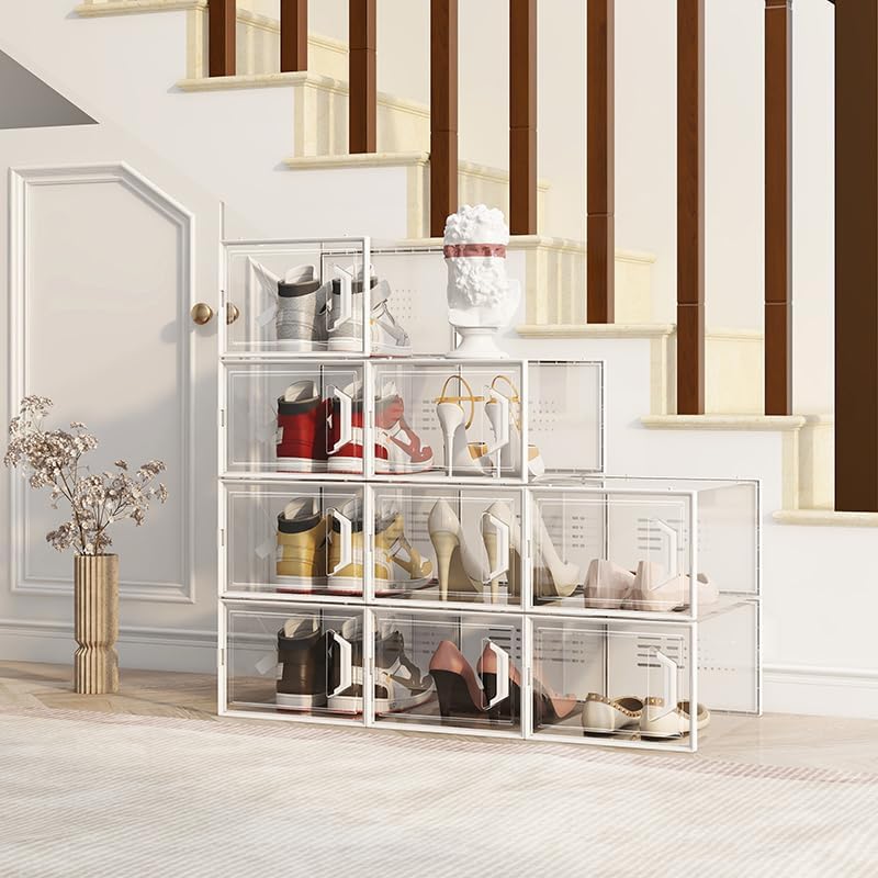 SEE SPRING X-Large Shoe Storage Box Fit Size 11, Clear Plastic Stackable Shoe Organizer for Closet, Space Saving Sneaker Shoe Rack Containers Bins Holders for Entryway, 12 Pack Clear - Image 6
