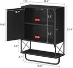 MAHANCRIS Bathroom Wall Cabinet with 2 Door and Adjustable Shelf, Farmhouse Medicine Cabinet with Towel Rack, 3-Tier Wall Mounted Storage Cabinet Over The Toilet for Bathroom, 18.9" L, Black - Image 3