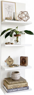 Homaterial 4 Tiers Floating Shelves, Wall Mounted, White by Homaterial