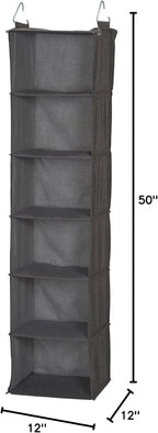 Household Essentials 6-Shelf Linen Hanging Closet Organizer, Gray - Image 3