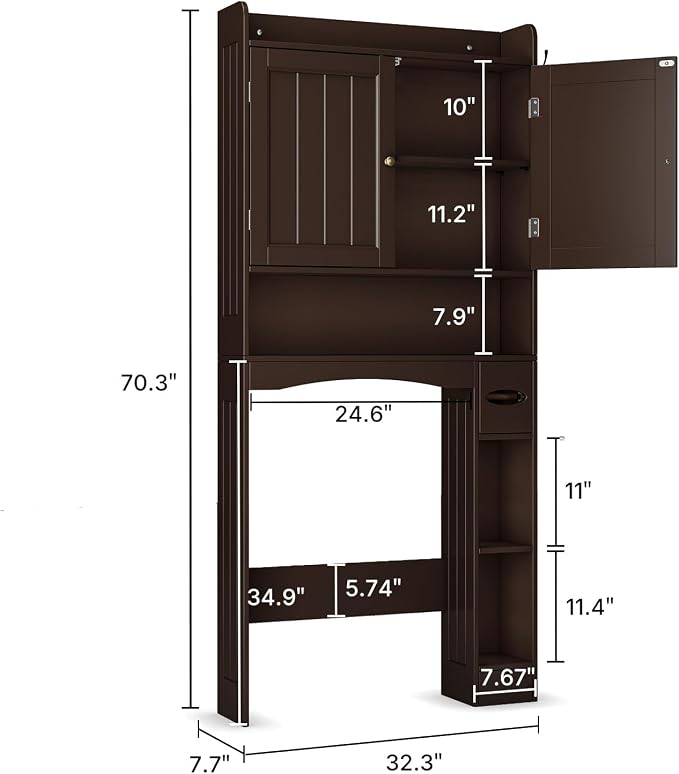 Ahomly Over The Toilet Storage Cabinet, 32.3" W, Grey - Image 2
