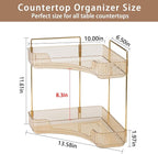 shuang qing 2-Tier Corner Bathroom Counter Organizer – Classic Storage Shelf for Makeup, Perfume & Toiletries, Space-Saving Countertop Tray Fits Bathroom, Dresser, Kitchen (Vintage Gold) - Image 2