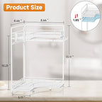 VITVITI 2-Tier Corner Bathroom Counter Organizer, Bathroom Countertop Organizer Storage for Sink, Metal Mesh Makeup Organizer for Vanity Countertop Kitchen with Hooks,White - Image 6