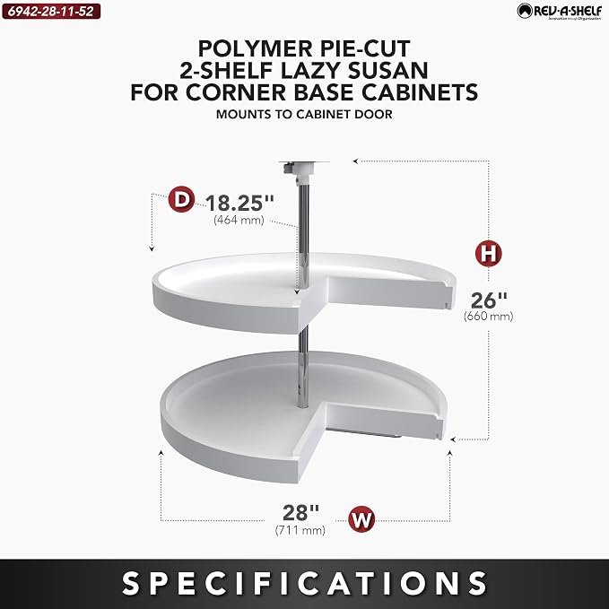 Rev-A-Shelf 2 Tier Pie-Cut Plastic Lazy Susan for Corner Base Cabinets, 28" - Image 2