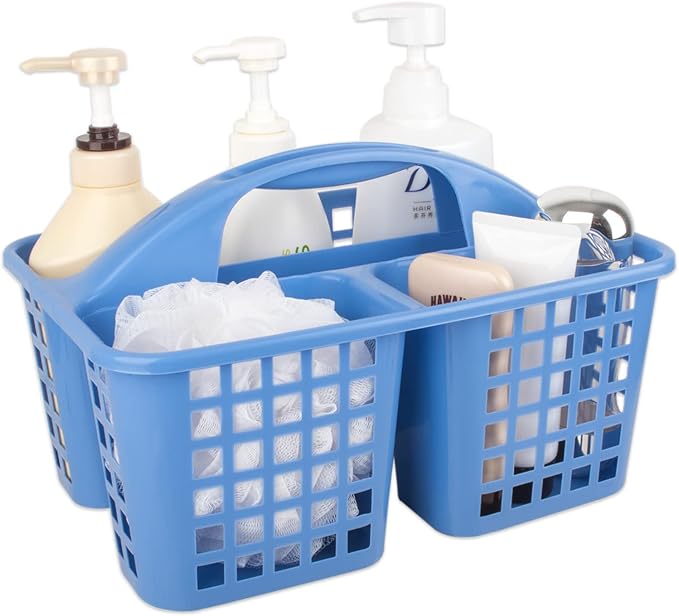 Portable Shower Caddy Basket Plastic Storage Basket with Compartments Blue by JiatuA