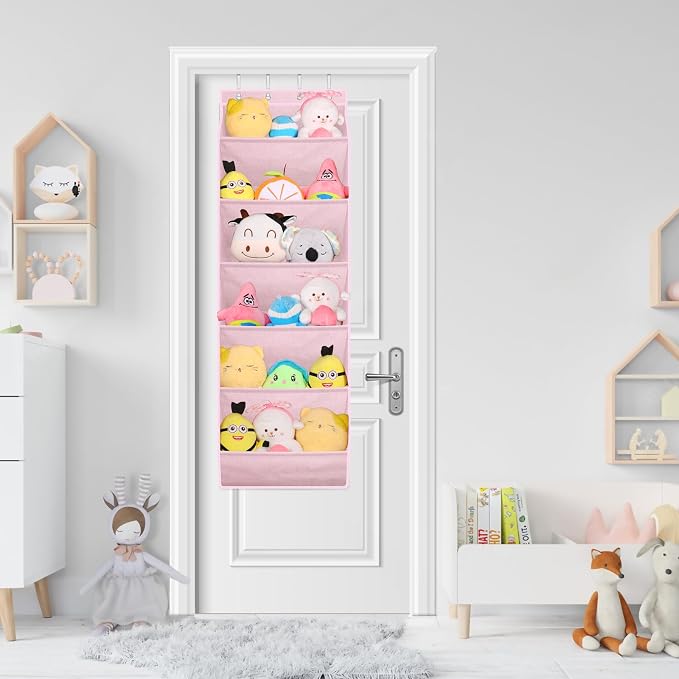 SLEEPING LAMB Over The Door Shoe Organizer for Closet with Large Deep Pockets, Narrow Shoe Rack for Door Hanging Boots Storage, Pink - Image 7