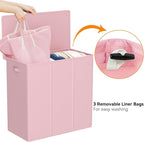 WOWLIVE 180L Laundry Hamper 3 Section, Large Laundry Basket with Lid - Image 6