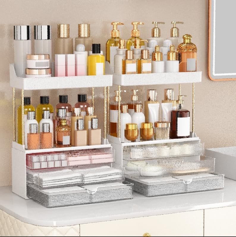 caktraie 2 Sets 5 Tier Acrylic Makeup & Bathroom Vanity Organizer by shoeboxesanddeskorganizers
