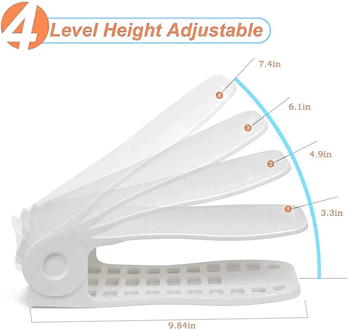 YIHATA Shoe Slots Organizer, Adjustable Shoe Stacker Storage Space Saver, Double Deck Shoe Rack Holder for Closet Organization, Thickening Quality Upgrade (16Pack, White) - Image 6