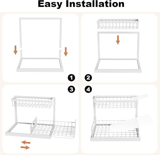 REALINN Under Sink Organizer, L-Shaped 2 Tier Pull Out Cabinet Organizer - Image 7