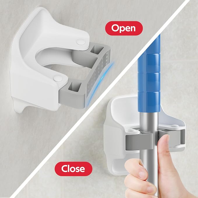 reliahom Broom Holder Wall Mount Mop Grippers organizer wall hanging, 3Pack - Image 2