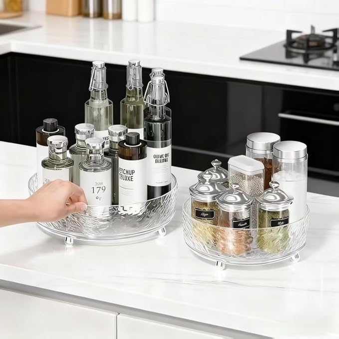Dezzer 360° Rotating Makeup Organizer, 11" Clear Perfume Organizer Turntable Lazy Susan for Vanity, Pantry, Bathroom Counter, Cabinet, Spinning Cosmetic Storage Holder for Skincare, Perfume, Lotions - Image 6