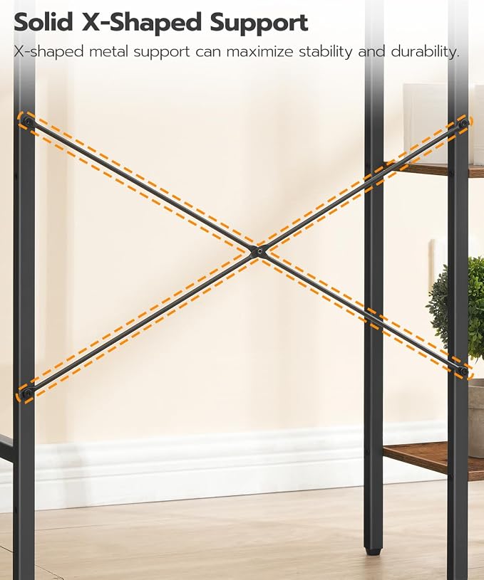 HOOBRO Over The Toilet Storage, 8-Tier Bathroom Organizer Over Toilet Shelf, Storage Rack Above Toilet Stand, Freestanding Space Saver, Toilet Paper Holder, Rustic Brown and Black BF86TS01 - Image 7