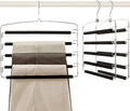 TOPIA HANGER Pants Hangers Space Saving with 5 Tiers Non-Slip Foam Padded | 3 Pack 80% Space Save Closet Orgainzer, 360° Swivel Hook, Multi Layers Swing Arm Non-Slip Foam Padded for Pants Jeans Black by TOPIAHANGER