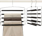 TOPIA HANGER Pants Hangers Space Saving with 5 Tiers Non-Slip Foam Padded | 3 Pack 80% Space Save Closet Orgainzer, 360° Swivel Hook, Multi Layers Swing Arm Non-Slip Foam Padded for Pants Jeans Black by TOPIAHANGER