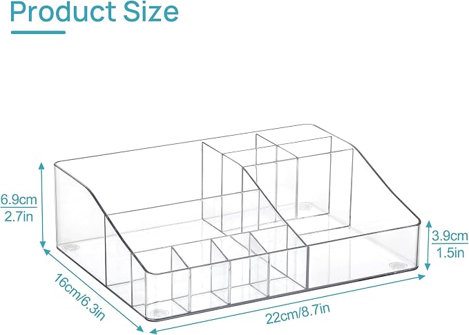 Vtopmart Clear Plastic Devided Makeup Organizer Tray - Image 3