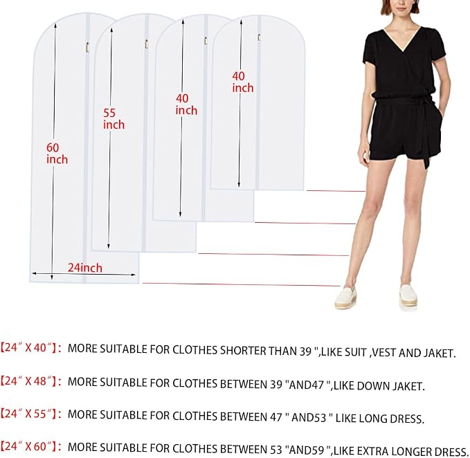Garment Bags (set of 12) for Wedding Dress Garment Bag Closet Cover for Open Closet Clothes Storage Bag with Zipper Gown Garment Bag for Long Dresses - Image 2