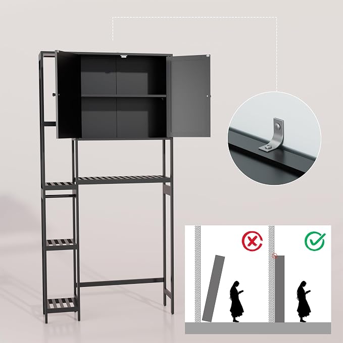 Bamboo Over-the-Toilet Storage Cabinet with Shelves for Small Bathrooms - Image 7