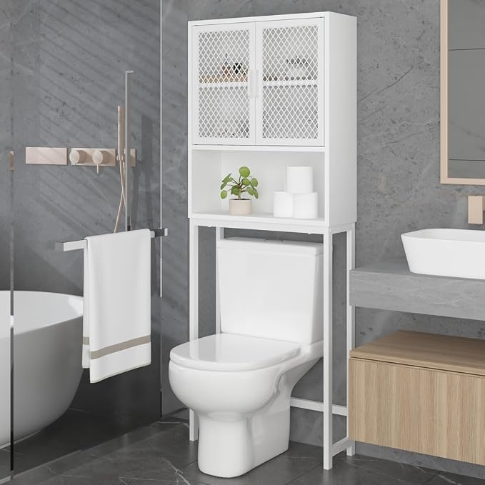 Launica 65 Inch Over The Toilet Storage Cabinet Wood and Metal White Oak by LAUNICA