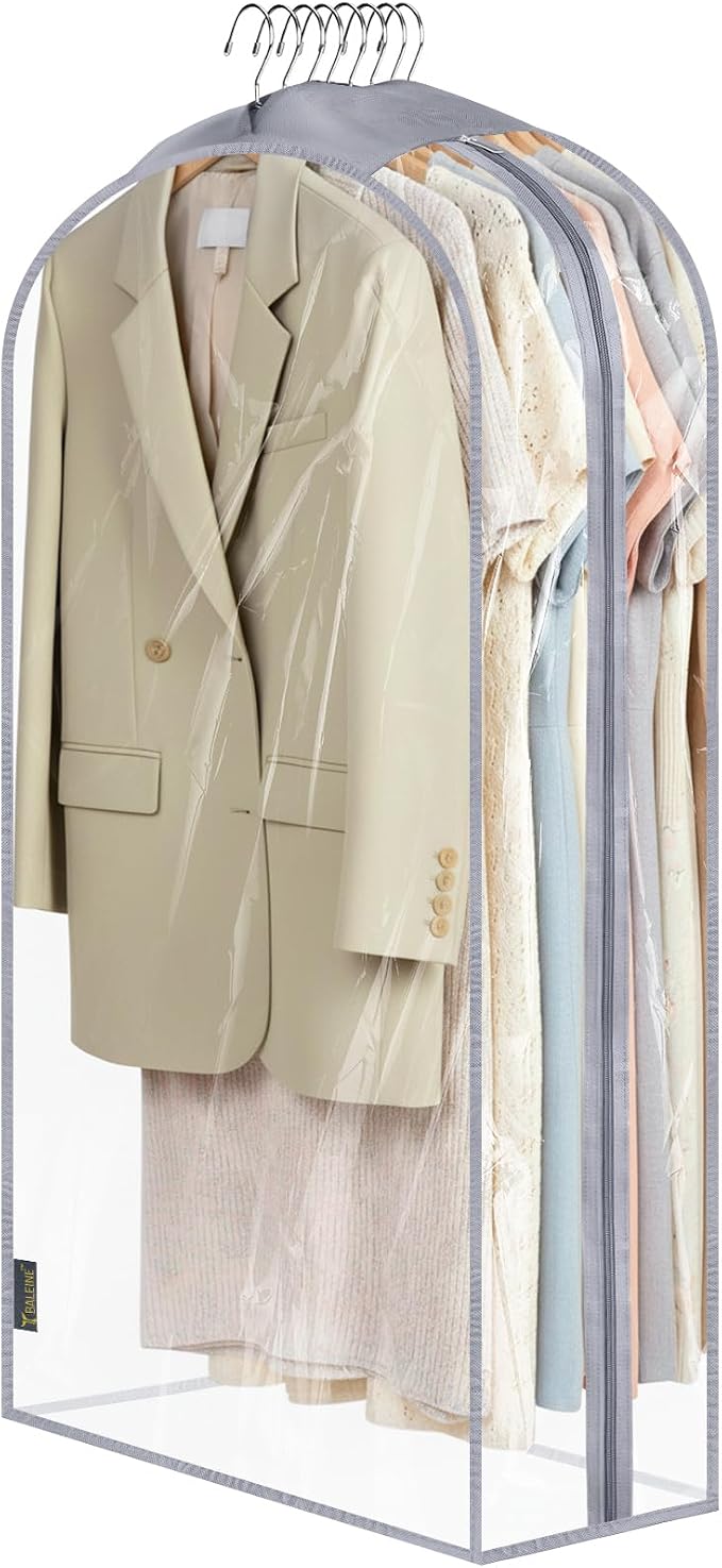 BALEINE 1PK Clear Garment Bags for Hanging Clothes, 40" Dress Suit Bag by BALEINE