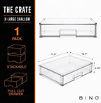 BINO | Stackable Storage Drawers, Shallow X-Large - Clear | THE CRATE COLLECTION | Storage Bins With Drawers Bathroom Organizers and Storage Organization and Storage Under Sink Organizer Vanity Home - Image 2