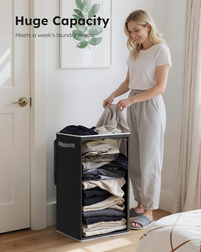 SOLEDI 90L Laundry Hamper with Lid, Large Collapsible Laundry Basket - Image 3
