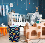 ESSME Dinosaur Laundry Basket Storage Bin large Collapsible Canvas Waterproof Coating Home Organizer.(Navy Blue dinosaur) - Image 3