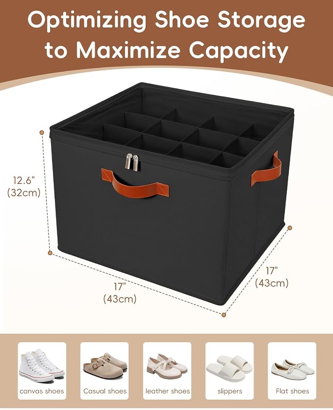3 Pack Shoe Storage Organizer with Clear Lid for Closet Entryway ,Black - Image 3