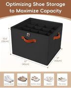 2 Pack Shoe Storage Organizer with Clear Lid for Closet Entryway ,Black - Image 3