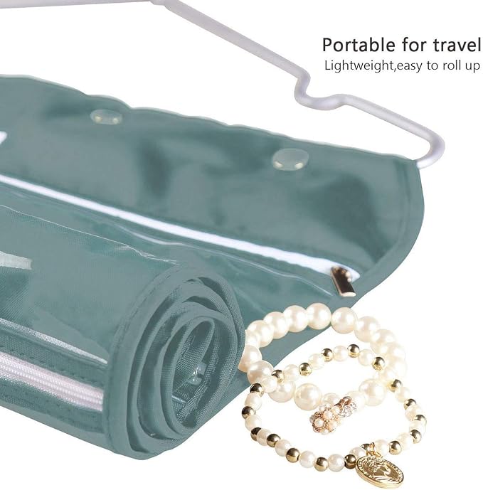 BB Brotrade Hanging Jewelry Organizer,Accessories Organizer,56 Zipper Pocket Organizer for Holding Jewelries (Grey-Zipper) - Image 6