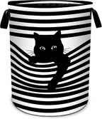 Black White Cat Laundry Basket Foldable Laundry Hamper With Handles Clothes Storage Bucket Organizer Laundry Bag For Bedroom Bathroom Laundry Storage 19.6 x 15.7 by WtallasiSei