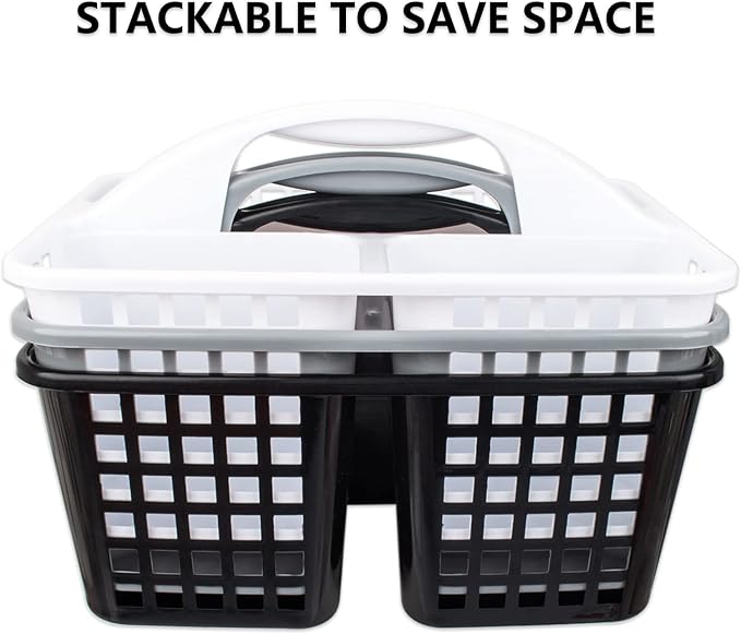 Portable Shower Caddy Basket Plastic Storage Basket with Compartments White - Image 9