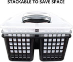 Portable Shower Caddy Basket Plastic Storage Basket with Compartments Grey - Image 8