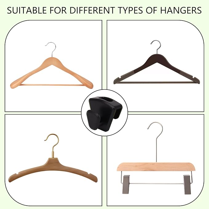 60 Pack Space Saving Hanger Hooks, Black Plastic Triangle Hangers, Connector Hooks for Closet Organizers and Storage in Dorms and Homes - Image 6