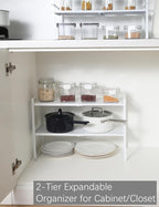 2-Tier Expandable Organizer Shelf for Kitchen Cabinet, Countertop, Pantry & Under-Sink Storage(white) - Image 4