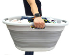 SAMMART 57L (15 Gallons) Collapsible 3-Handled Plastic Laundry Basket - Oval Tub - Portable Washing Tub-Space Saving Laundry Hamper, Water Capacity 44L / 11.6 Gallon (2, Grey/Grey) - Image 7