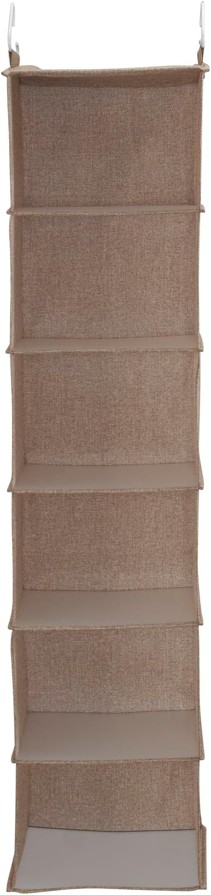 Household Essentials 6 Shelf Hanging Closet Organizer, Hanging Closet Shelf, Fabric Poly Linen and PEVA Shelving, Beige - Image 5